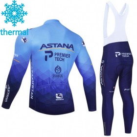 Set Langarmtrikot + Trägerhose Lange 2021 Astana-Premier Tech Winter Thermal Fleece N001